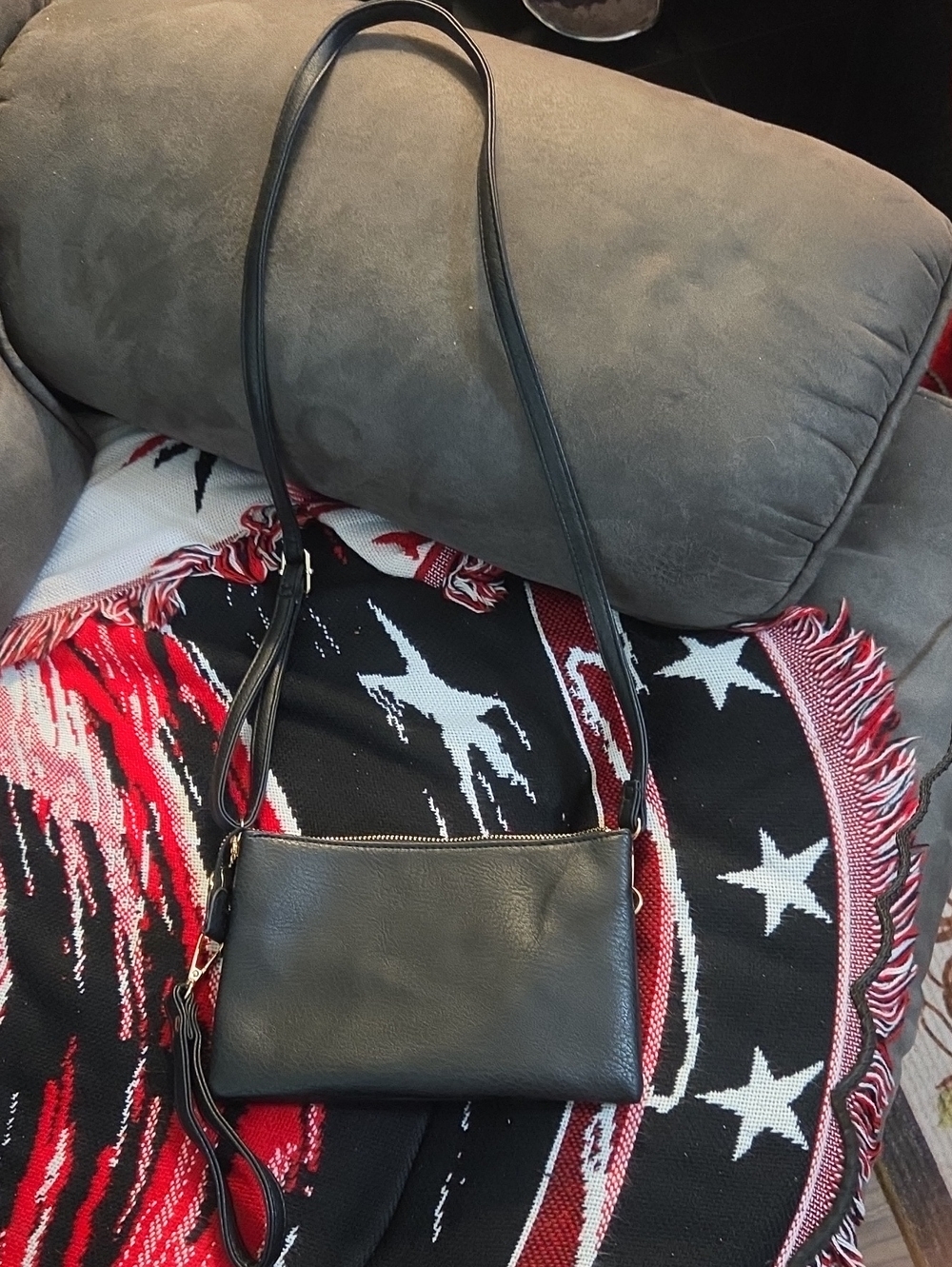 Source Unknown Black Leather Crossbody Bag